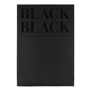 BLOCCO CARTA DA DISEGNO GRANA LISCIA A3 CM 29,7 X 42 GR MQ 300 FABRIANO BLACK BLACK