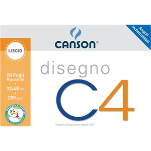 ALBUM DA DISEGNO CANSON C4 LISCIO RIQUADRATO 33 X 48 CM 200 GR MQ
