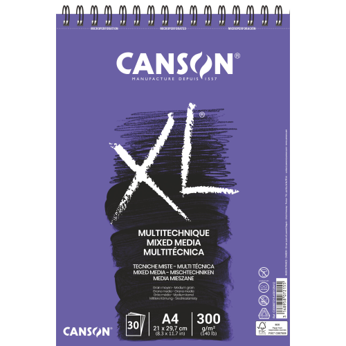 BLOCCO CARTA PER TECNICHE MISTE CANSON XL TEXTURED MIXED MEDIA 300 GR MQ