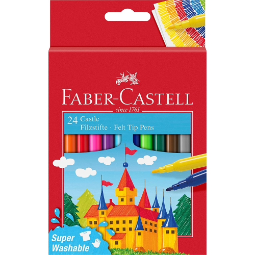 CONFEZIONE IN CARTONE 24 PENNARELLI PUNTA FINE IN FELTRO FABER CASTELL