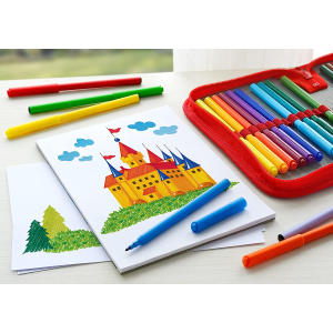CONFEZIONE IN CARTONE 24 PENNARELLI PUNTA FINE IN FELTRO FABER CASTELL