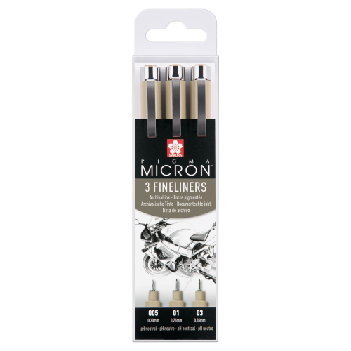 CONFEZIONE CON 3 PENNE PIGMA MICRON NERE DA MM 0.2 - 0.25 - 0.35 SAKURA