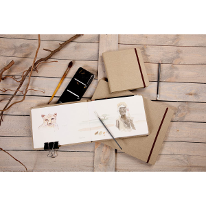 ALBUM CARTA PER TECNICHE MISTE BIANCA CON COPERTINA IN TELA NATURALE A6 CM 10.5 X 14.8 GR MQ 180 ART JOURNAL GOLDLINE CLAIREFONTAINE