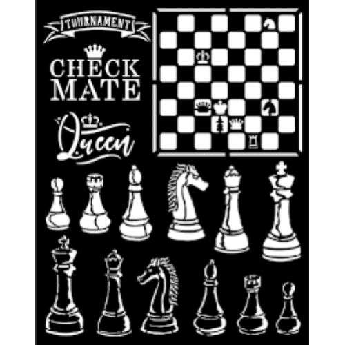 MASCHERINA STENCIL SPESSORE MM 0.25 CM 20 X 25 ALICE SCACCO MATTO STAMPERIA