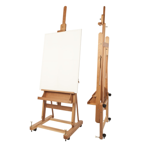 CAVALLETTO STUDIO GRANDE CON CASSETTO PORTACOLORI IN LEGNO MASSELLO DI FAGGIO M/06 MABEF