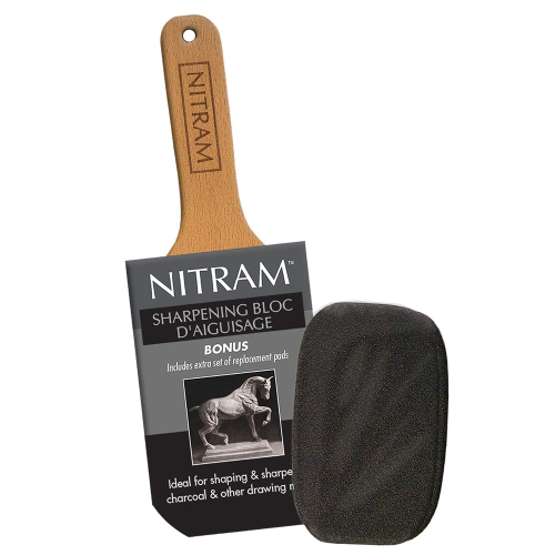 AFFILAMINE CON MANICO E SUPPORTO IN LEGNO CON 3 RICAMBI GRANA 180 NITRAM