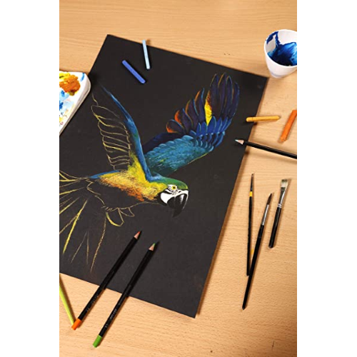 BLOCCO CARTA PER TECNICHE MISTE COLOR NERO A4 CM 21 X 29,7 GR MQ 250 PAINT ON NOIR CLAIREFONTAINE 