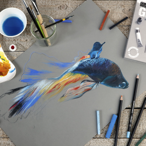BLOCCO CARTA PER TECNICHE MISTE COLORE GRIGIO A4 CM 21 X 29,7 GR MQ 250 PAINT ON GRIS CLAIREFONTAINE