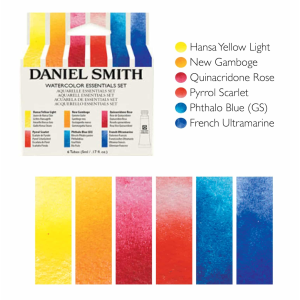 CONFEZIONE CON 6 COLORI AD ACQUERELLO EXTRA FINI DANIEL SMITH DA 5 ML ESSENTIALS SET 