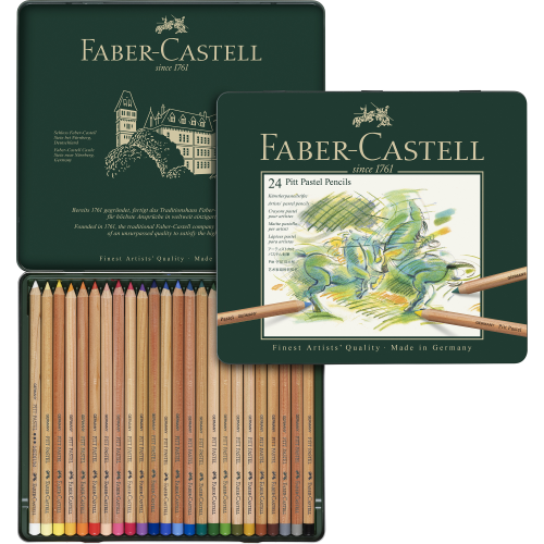 CONFEZIONE IN METALLO 24 MATITE PASTELLO PITT PASTEL FABER CASTELL