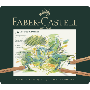 CONFEZIONE IN METALLO 24 MATITE PASTELLO PITT PASTEL FABER CASTELL