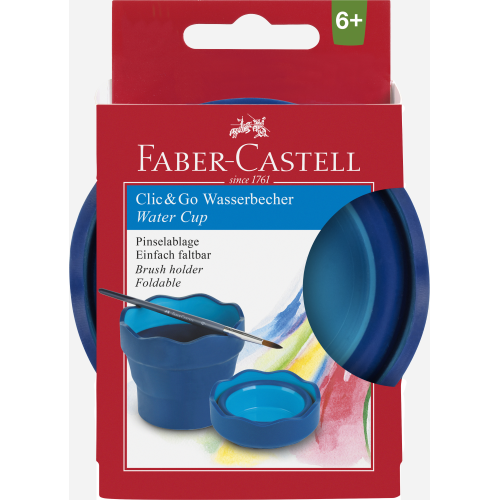 SCODELLINO PER ACQUA RICHIUDIBILE COLORE BLU CLICK & GO FABER CASTELL
