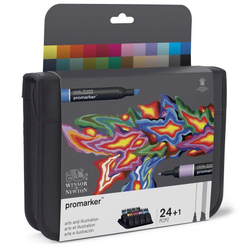 CONFEZIONE IN TESSUTO 24 PENNARELLI A DOPPIA PUNTA PROMARKER ARTS AND ILLUSTRATION WINSOR & NEWTON