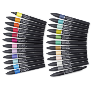 CONFEZIONE IN TESSUTO 24 PENNARELLI A DOPPIA PUNTA PROMARKER ARTS AND ILLUSTRATION WINSOR & NEWTON