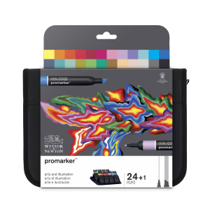 CONFEZIONE IN TESSUTO 24 PENNARELLI A DOPPIA PUNTA PROMARKER ARTS AND ILLUSTRATION WINSOR & NEWTON