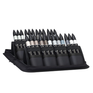 CONFEZIONE IN TESSUTO 24 PENNARELLI A DOPPIA PUNTA PROMARKER GREY AND BLACK WINSOR & NEWTON