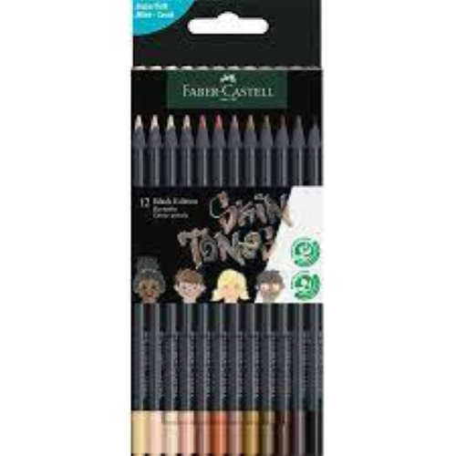CONFEZIONE CON 12 MATITE COLORATE MORBIDE SELEZIONE SKIN TONES BLACK EDITION FABER CASTELL