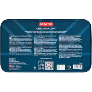 CONFEZIONE IN METALLO CON 100 MATITE COLORATE EXTRAMORBIDE PERMANENTI CHROMAFLOW DERWENT