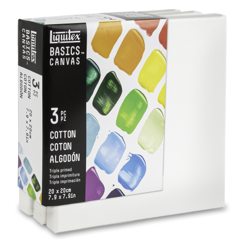 CONFEZIONE CON 3 TELAI TELATI CON BORDO CM 1,8 TELA IN COTONE GRANA MEDIA GR MQ 280 LINEA BASICS LIQUITEX
