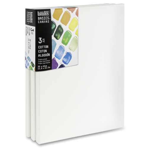 CONFEZIONE CON 3 TELAI TELATI CON BORDO CM 1,8 TELA IN COTONE GRANA MEDIA GR MQ 280 LINEA BASICS LIQUITEX