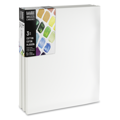 CONFEZIONE CON 3 TELAI TELATI CON BORDO CM 1,8 TELA IN COTONE GRANA MEDIA GR MQ 280 LINEA BASICS LIQUITEX