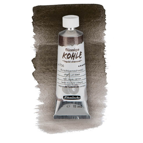 CARBONCINO LIQUIDO COLORE NERO NOCCIOLO DI CILIEGIA IN TUBO DA 15 ML SCHMINCKE