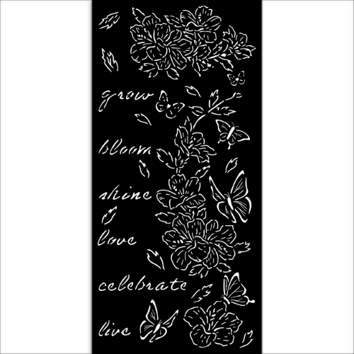 MASCHERINA STENCIL SPESSORE MM 0.25 CM 12 X 25 CREATE HAPPINESS DIARIO SEGRETO, FIORI E FARFALLE STAMPERIA