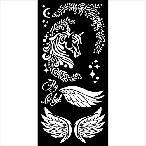 MASCHERINA STENCIL SPESSORE MM 0.25 CM 12 X 25 UNICORNO STAMPERIA
