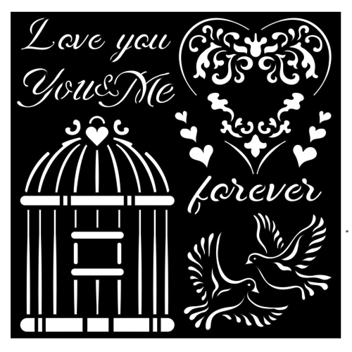 MASCHERINA STENCIL SPESSORE MM 0.25 CM 18 X 18 AMORE STAMPERIA