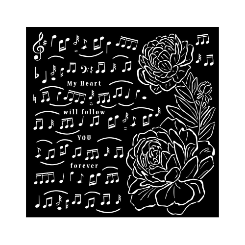 MASCHERINA STENCIL SPESSORE MM 0.25 CM 18 X 18 PEONIA E MUSICA PREZIOSA STAMPERIA