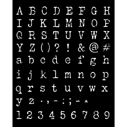 MASCHERINA STENCIL SPESSORE MM 0.25 CM 20 X 25 ALFABETO E NUMERI STAMPERIA