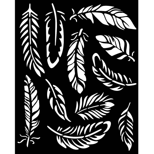 MASCHERINA STENCIL SPESSORE MM 0.25 CM 20 X 25 PIUME E LAVANDA STAMPERIA