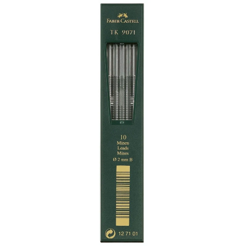 CONFEZIONE CON 10 MINE IN GRAFITE DIAM. MM 2 GRADAZIONE B FABER CASTELL TK 9071