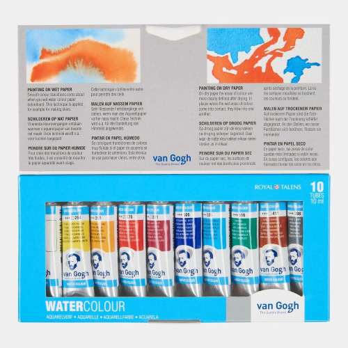 CONFEZIONE CON 10 COLORI AD ACQUERELLO IN TUBO DA 10 ML VAN GOGH ROYAL TALENS