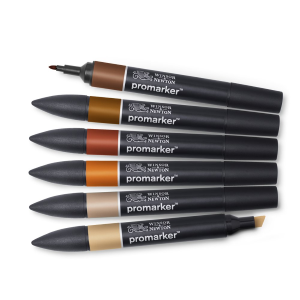 CONFEZIONE 6 PENNARELLI DOPPIA PUNTA PROMARKER SELEZIONE SKIN TONES SET 2 WINSOR & NEWTON
