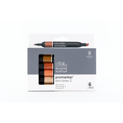 CONFEZIONE 6 PENNARELLI DOPPIA PUNTA PROMARKER SELEZIONE SKIN TONES SET 2 WINSOR & NEWTON