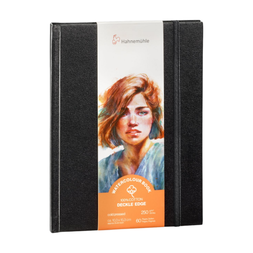 BLOCCO CARTA PER ACQUERELLO CON COPERTINA RIGIDA, BORDI INTONSI GR MQ 250 WATERCOLOUR BOOK HAHNEMUHLE