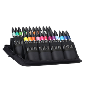 CONFEZIONE IN TESSUTO 24 PENNARELLI PUNTA PENNELLO E PUNTA SCALPELLO PROMARKER BRUSH STUDENT DESIGNER WINSOR & NEWTON