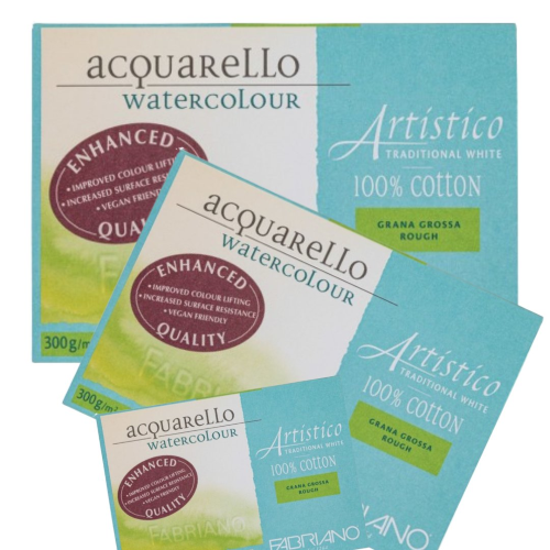 BLOCCO CARTA PER ACQUERELLO FABRIANO ARTISTICO TRADITIONAL WHITE GRANA GROSSA 300 GR MQ