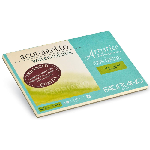 BLOCCO CARTA PER ACQUERELLO FABRIANO ARTISTICO TRADITIONAL WHITE GRANA GROSSA 300 GR MQ