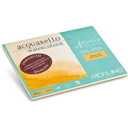 BLOCCO CARTA PER ACQUERELLO FABRIANO ARTISTICO TRADITIONAL WHITE GRANA FINA 300 GR MQ