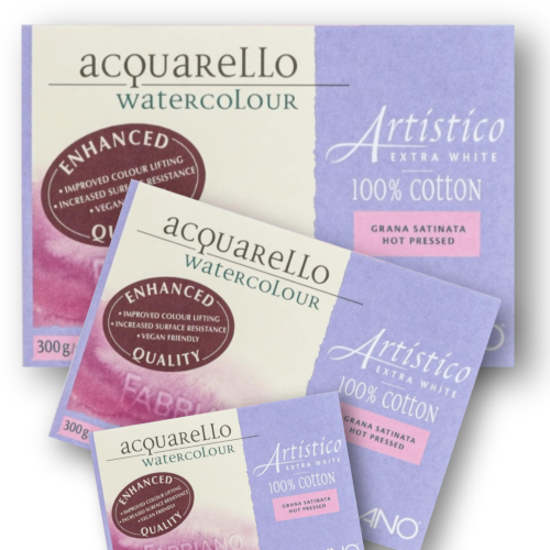 BLOCCO CARTA PER ACQUERELLO FABRIANO ARTISTICO EXTRA WHITE GRANA SATINATA 300 GR MQ