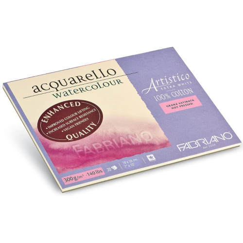 BLOCCO CARTA PER ACQUERELLO FABRIANO ARTISTICO EXTRA WHITE GRANA SATINATA 300 GR MQ