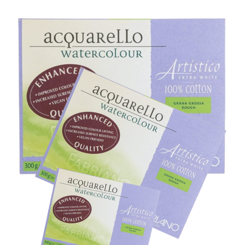 BLOCCO CARTA PER ACQUERELLO FABRIANO ARTISTICO EXTRA WHITE GRANA GROSSA 300 GR MQ