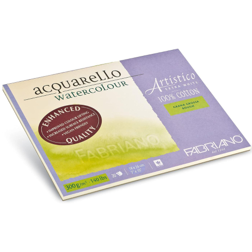 BLOCCO CARTA PER ACQUERELLO FABRIANO ARTISTICO EXTRA WHITE GRANA GROSSA 300 GR MQ