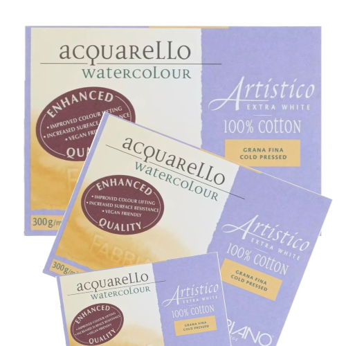 BLOCCO CARTA PER ACQUERELLO FABRIANO ARTISTICO EXTRA WHITE GRANA FINA 300 GR MQ
