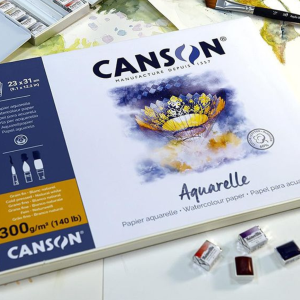 BLOCCO CARTA PER ACQUERELLO 60% COTONE GRANA FINA GR MQ 300 AQUARELLE CANSON