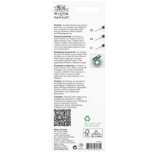 CONFEZIONE CON 3 PENNE AD INCHIOSTRO PIGMENTATO SEPPIA PUNTA DA MM 0.1 - 0.3 - 0.5 FINELINER WINSOR & NEWTON