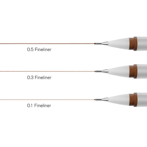 CONFEZIONE CON 3 PENNE AD INCHIOSTRO PIGMENTATO SEPPIA PUNTA DA MM 0.1 - 0.3 - 0.5 FINELINER WINSOR & NEWTON