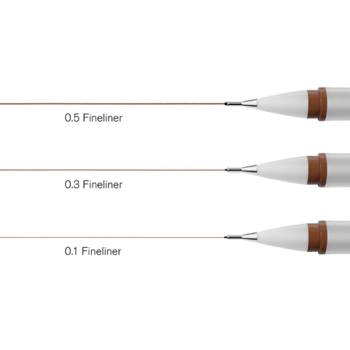 CONFEZIONE CON 3 PENNE AD INCHIOSTRO PIGMENTATO SEPPIA PUNTA DA MM 0.1 - 0.3 - 0.5 FINELINER WINSOR & NEWTON
